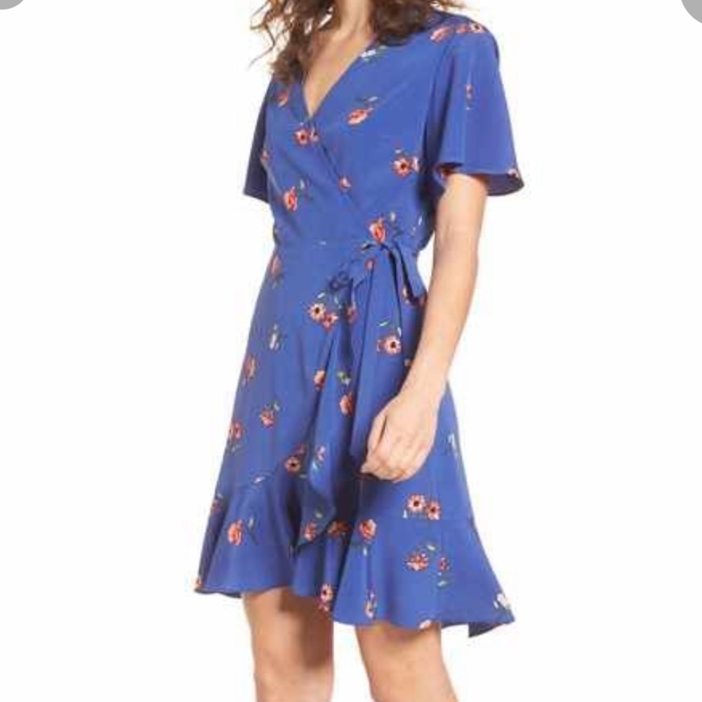 Lush Blue Coral Floral Dress NWT